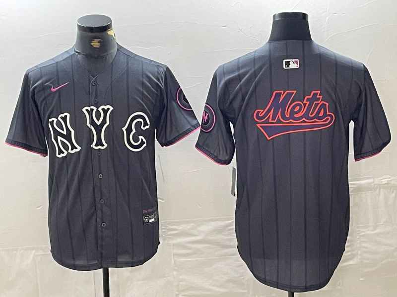 Men New York Mets Blank Black City Edition 2024 Nike MLB Jersey style 7